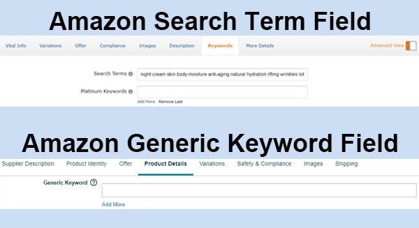 Amazon backend keywords tool search term field vs generic keyword field for a byte counter from eBrandary